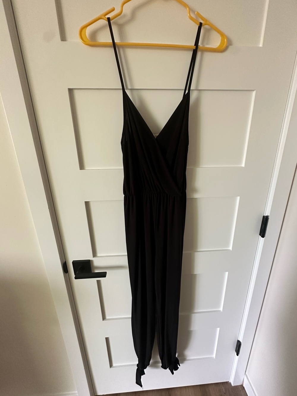 Rolla Coster Black Surplice V-Neck Jumpsuit with Tie Hems